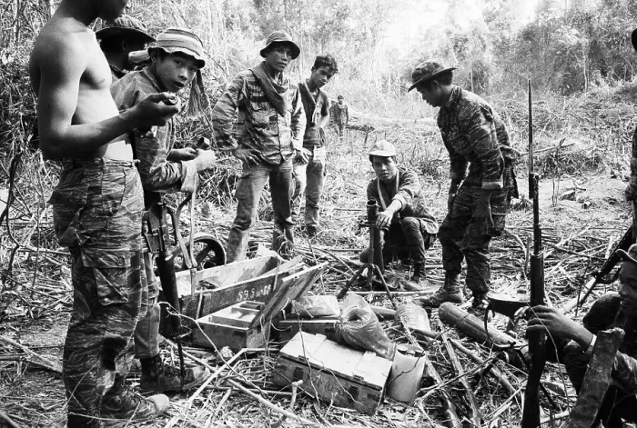 Framed Print : Cambodian Mercenaries Inspect Arms Cache Framed Print : Cambodian Mercenaries Inspect Arms Cache