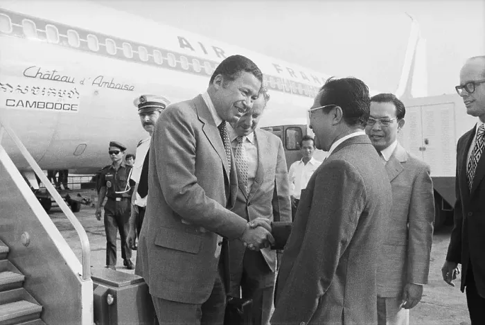 Framed Print : Cambodian Officials Greeting Edward Brooke Framed Print : Cambodian Officials Greeting Edward Brooke