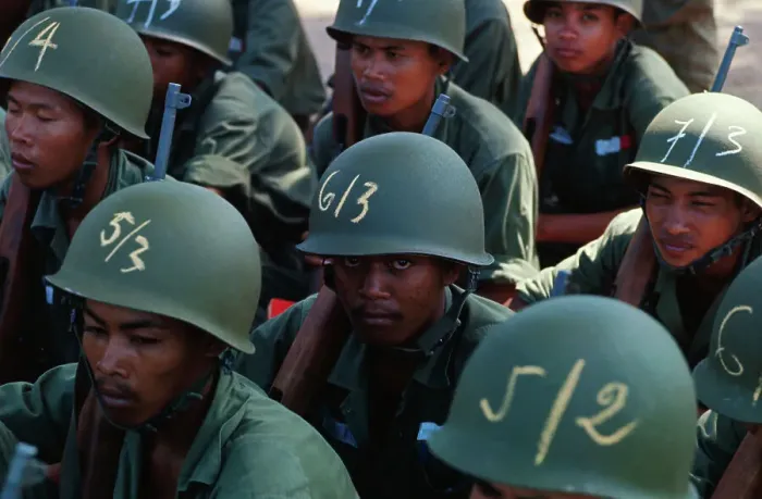 Framed Print : Cambodian Recruits for South Vietnamese Military Training