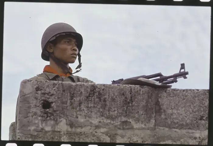 Framed Print : Cambodian Soldier Watching Guard Framed Print : Cambodian Soldier Watching Guard