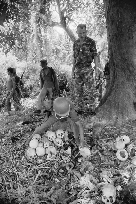 Framed Print : Cambodian Soldiers Examining Remains Framed Print : Cambodian Soldiers Examining Remains