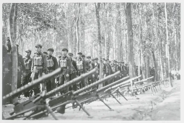 Framed Print : Cambodian Soldiers in Forest