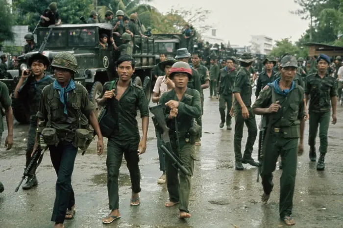 Framed Print : Cambodian Troops Demonstrate for Pay Framed Print : Cambodian Troops Demonstrate for Pay