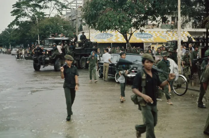 Framed Print : Cambodian Troops Demonstrate for Pay Framed Print : Cambodian Troops Demonstrate for Pay