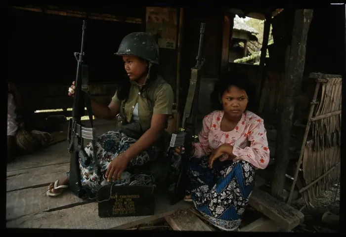 Framed Print : Cambodian Women with Military Rifles Framed Print : Cambodian Women with Military Rifles