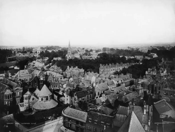 Framed Print : Cambridge. A view over Cambridge, with the Church of the Holy Sepulchre Framed Print : Cambridge. A view over Cambridge, with the Church of the Holy Sepulchre
