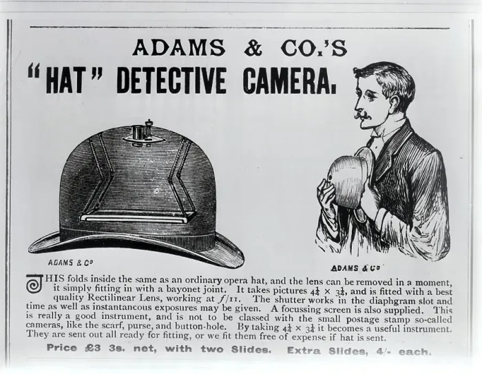 Framed Print : Camera Hidden Inside Bowler Hat Framed Print : Camera Hidden Inside Bowler Hat