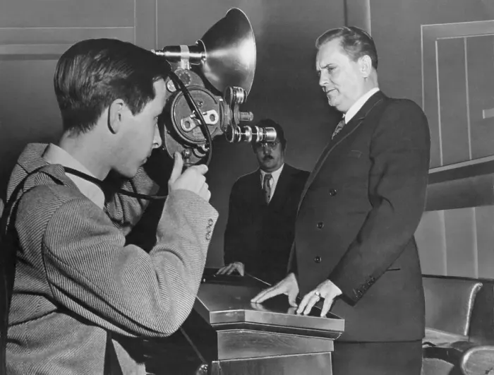Framed Print : Cameraman Filming Josip Broz Tito Framed Print : Cameraman Filming Josip Broz Tito