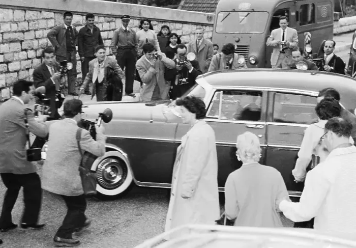 Framed Print : Cameramen Photographing a Car Framed Print : Cameramen Photographing a Car