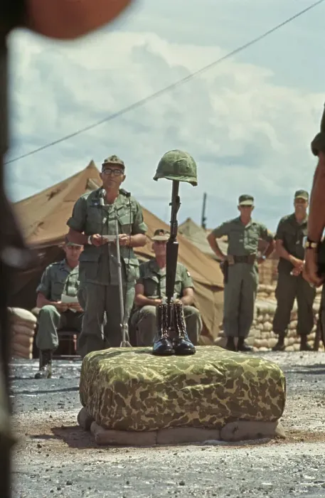 Framed Print : Camp Eagle Memorial Ceremony, Vietnam War Framed Print : Camp Eagle Memorial Ceremony, Vietnam War