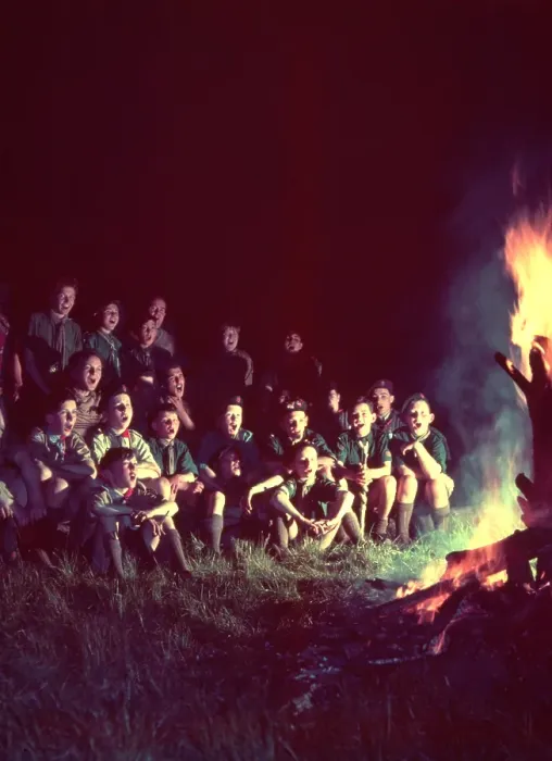 Framed Print : Camp-Fire. Scouts singing round the camp-fire Framed Print : Camp-Fire. Scouts singing round the camp-fire
