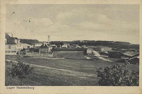 Camp Hammelburg, Lower Franconia, Bavaria, Germany, postcard with text, view around ca 1910, historical, digital reproduction of a historical postcard, public domain, from that time, exact date unknown
