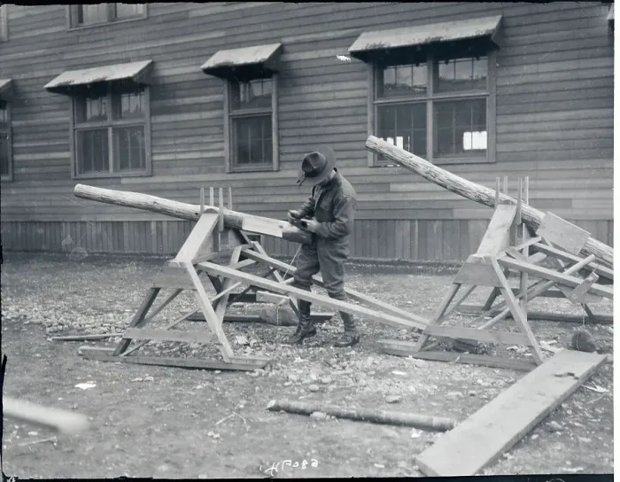 Framed Print : Camp Lewis Cadet Manipulating Wooden Gun