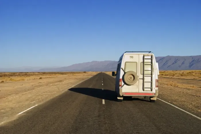 Framed Print : camper van on a road outside cafayate