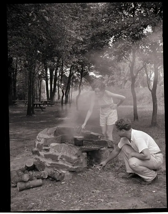 Framed Print : Campers Use Park Grill Framed Print : Campers Use Park Grill