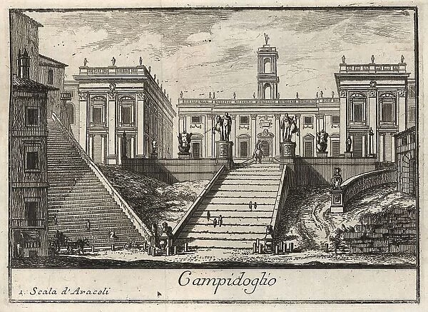 Campidoglio, Capitol, 1767, Rome, Italy, digital reproduction of an 18th century original, original date unknown
