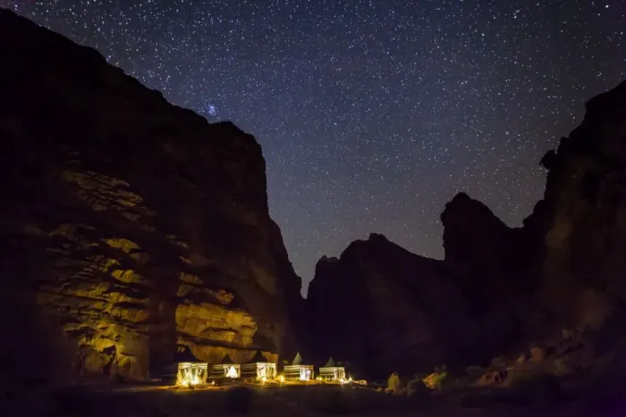 Framed Print : Camping in the desert of Wadi Rum at night Framed Print : Camping in the desert of Wadi Rum at night