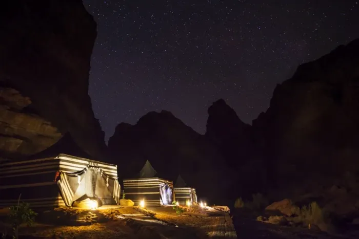 Framed Print : Camping in the desert of Wadi Rum at night Framed Print : Camping in the desert of Wadi Rum at night