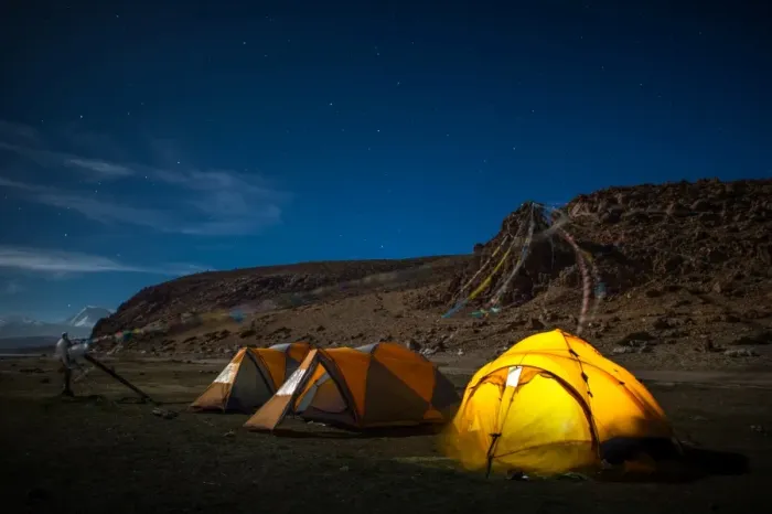 Framed Print : Camping at Manosarovar lake Framed Print : Camping at Manosarovar lake