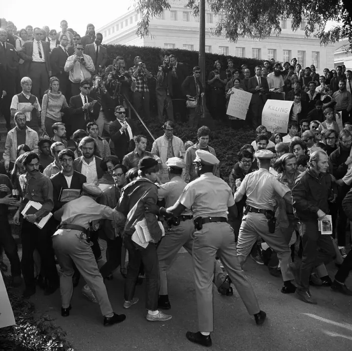 Framed Print : Campus Police Struggling With Protesters Framed Print : Campus Police Struggling With Protesters