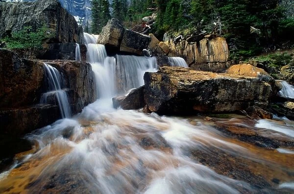 Canada, Alberta, Banff NP, Giant Steps Waterfall, water cascading