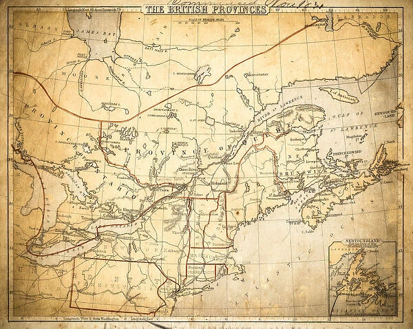 Canada British America map of 1869
