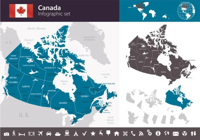 Framed Print : Canada - Infographic map - illustration Framed Print : Canada - Infographic map - illustration