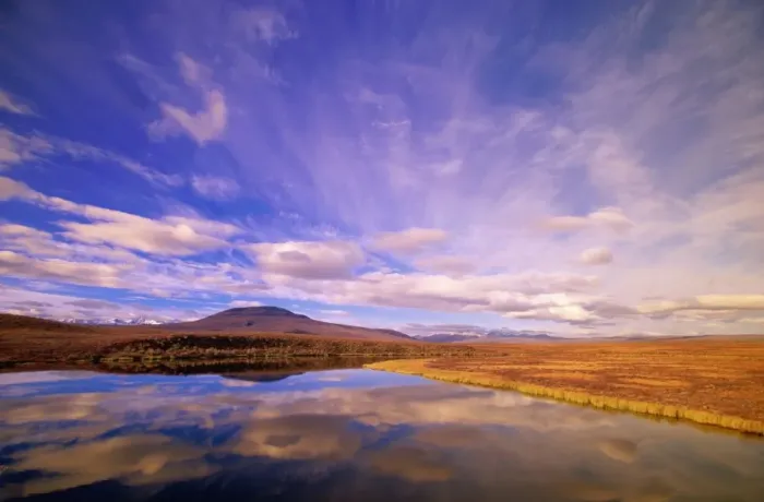 Framed Print : Canada, Yukon Territory, Dempster Highway, clouds reflected on lake Framed Print : Canada, Yukon Territory, Dempster Highway, clouds reflected on lake