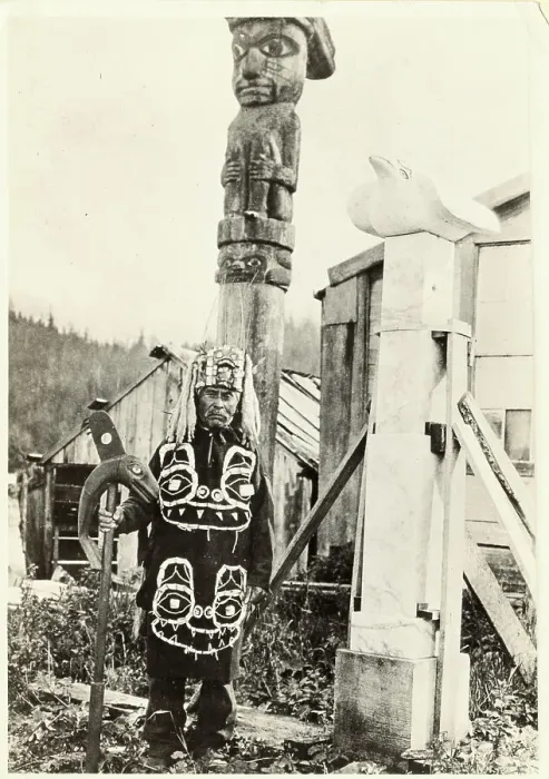 Framed Print : Canadian Chief and Totem Poles Framed Print : Canadian Chief and Totem Poles
