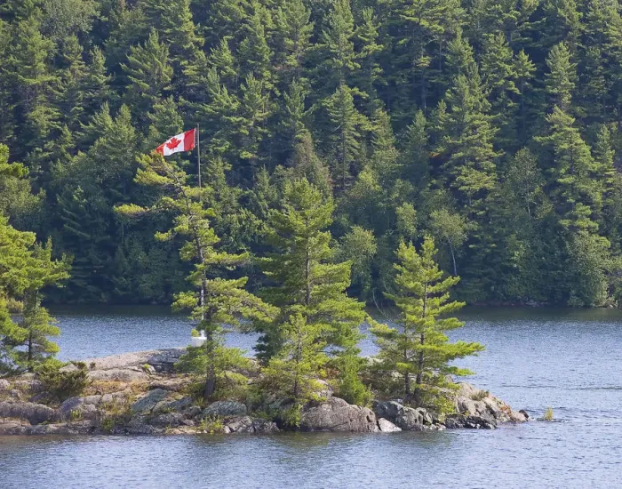 Framed Print : Canadian flag in the wilderness Framed Print : Canadian flag in the wilderness