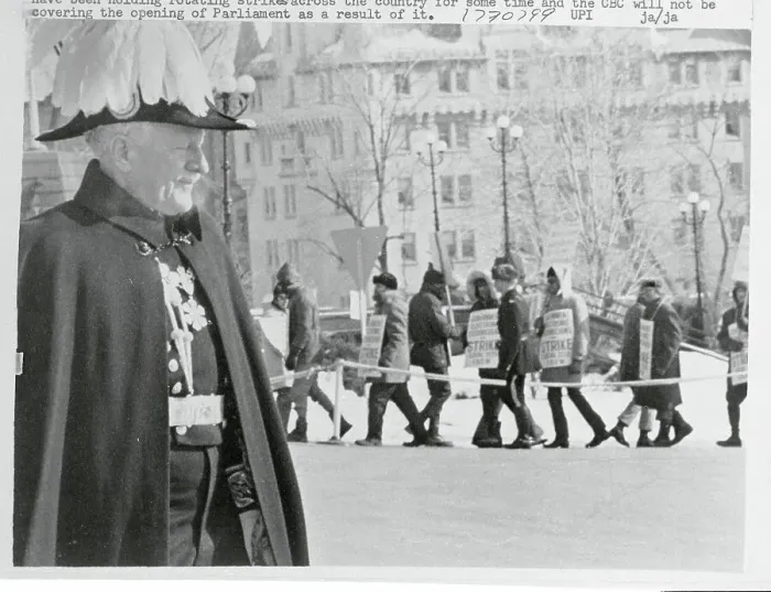 Framed Print : Canadian Leader and Picket Line