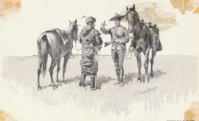Framed Print : Canadian Mountie Lecturing Citizen