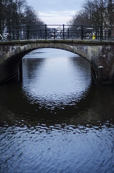 A Canal Bridge in the Capital City of Amsterdam, Netherlands