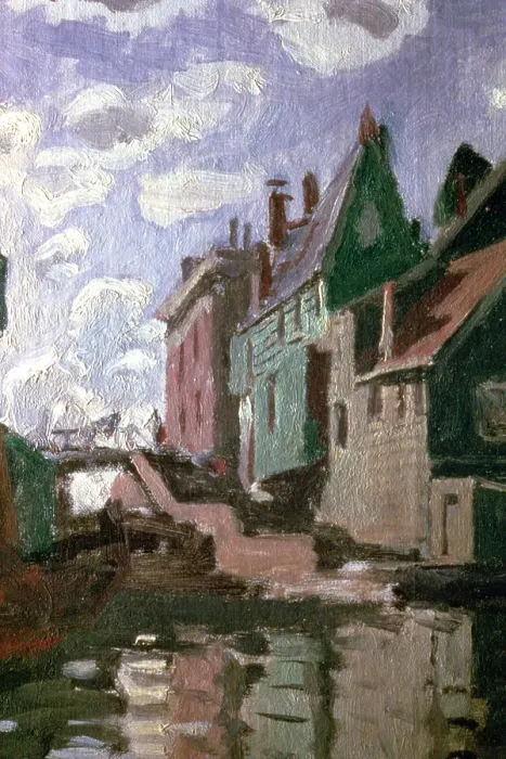 Framed Print : Canal at Zaandam, detail, 1871. Artist: Claude Monet Framed Print : Canal at Zaandam, detail, 1871. Artist: Claude Monet