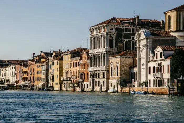 Framed Print : Canareggio quarter townhouses by the Grand Canal in Venice