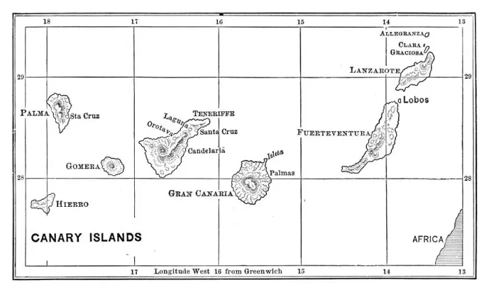 Framed Print : Canary islands Map Framed Print : Canary islands Map