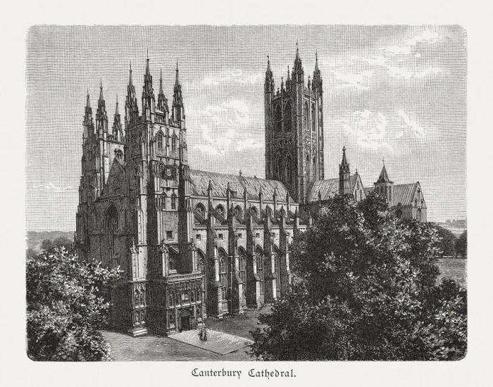 Framed Print : Canterbury Cathedral, Kent, England, wood engraving, published in 1897 Framed Print : Canterbury Cathedral, Kent, England, wood engraving, published in 1897