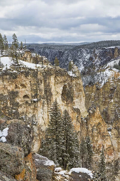 Canyon walls near Lower Falls, Yellowstone National Park, Wyoming, USA