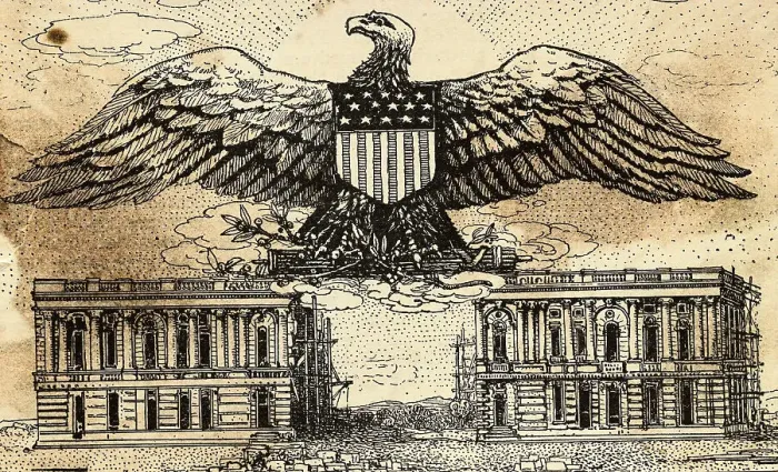 Framed Print : Capitol Building in 1806 with Eagle Framed Print : Capitol Building in 1806 with Eagle