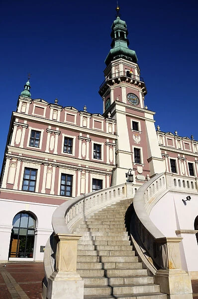 Capitols. Zamosc Town Hall. A beautiful renaissance building.Part of the