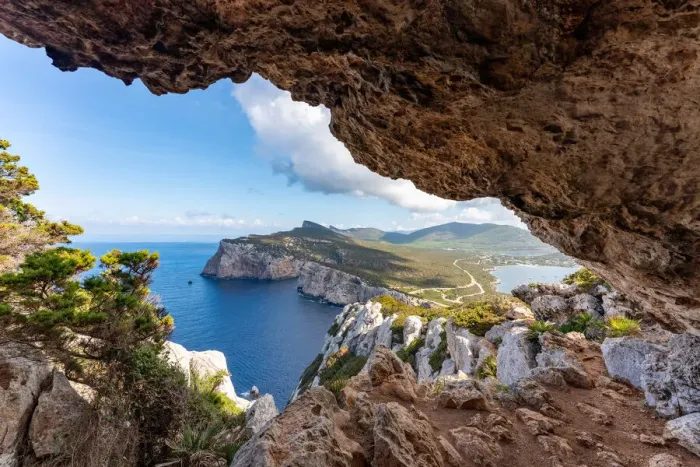 Framed Print : Capo Caccia, blue sea and sky in summertime. Alghero, Sassari district, Sardinia, Italy Framed Print : Capo Caccia, blue sea and sky in summertime. Alghero, Sassari district, Sardinia, Italy