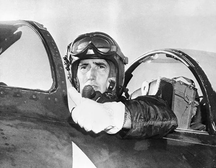 Framed Print : Captain Ted Williams in Airplane Cockpit Framed Print : Captain Ted Williams in Airplane Cockpit