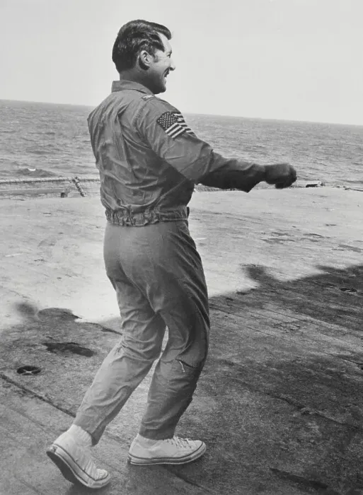 Framed Print : Captain Walter M. Schirra Exercising on Deck Framed Print : Captain Walter M. Schirra Exercising on Deck