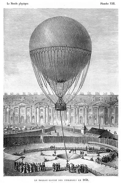 Captive balloon at the Tulleries engraving 1881