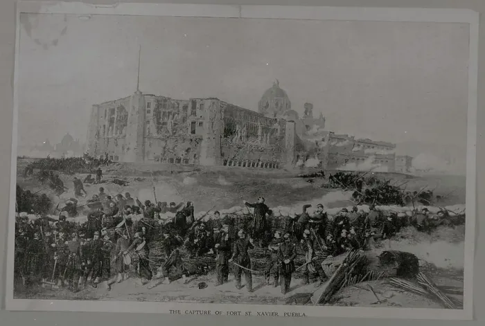 Framed Print : The Capture of Fort St. Xavier, Puebla Framed Print : The Capture of Fort St. Xavier, Puebla