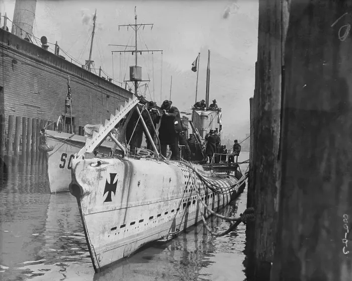 Framed Print : Captured German U-148 Submarine at Dock Framed Print : Captured German U-148 Submarine at Dock