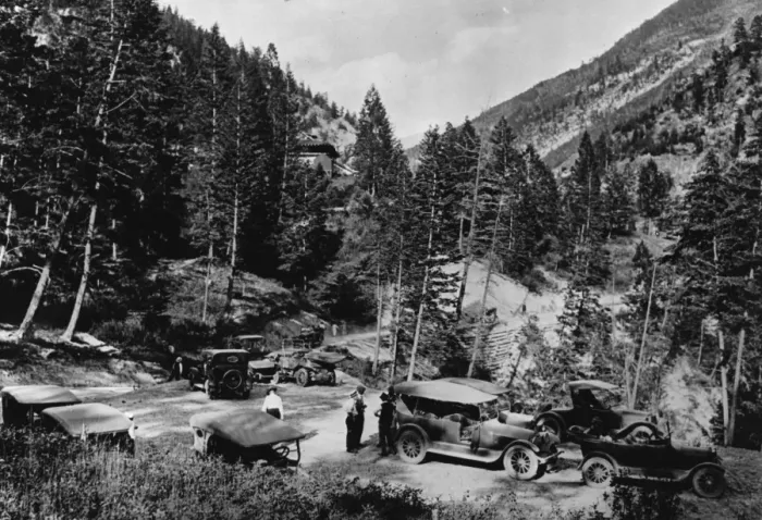Framed Print : Car Camp. July 1923: Cars at Sinclair Pass in the Canadian Rockies Framed Print : Car Camp. July 1923: Cars at Sinclair Pass in the Canadian Rockies