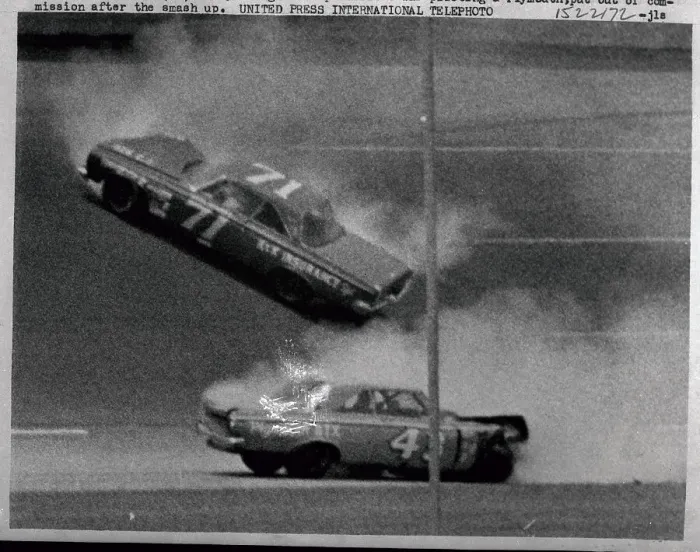 Framed Print : Car Hitting Wall During Race Framed Print : Car Hitting Wall During Race