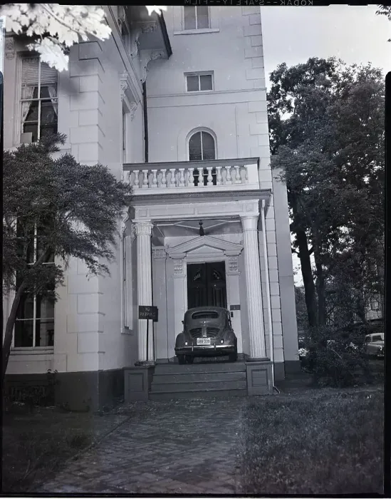 Framed Print : Car Parked on Fraternity Doorstep Framed Print : Car Parked on Fraternity Doorstep