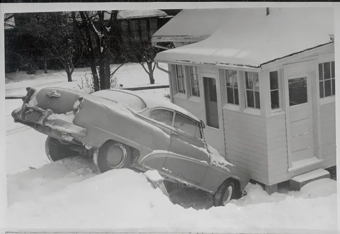 Framed Print : Car Slamming into House Framed Print : Car Slamming into House
